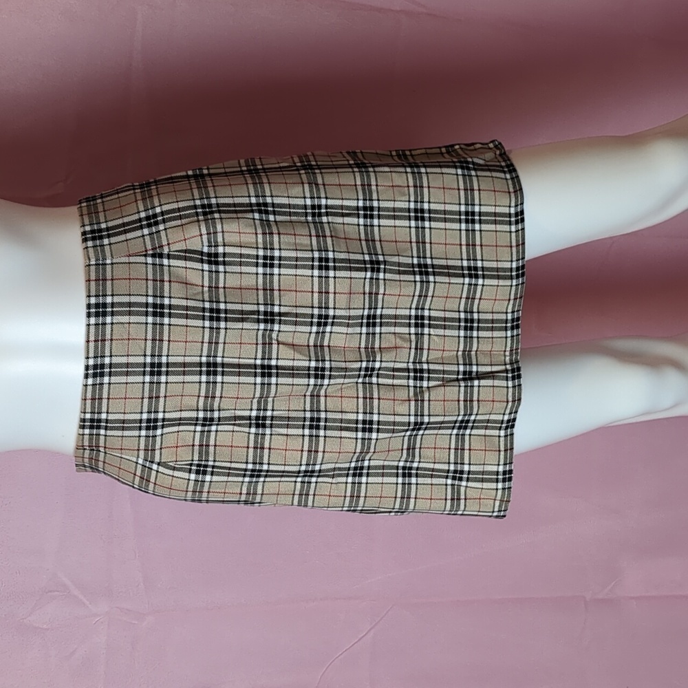 Nasty Gal Check In Sometime Plaid Mini Skirt in Beige size 6